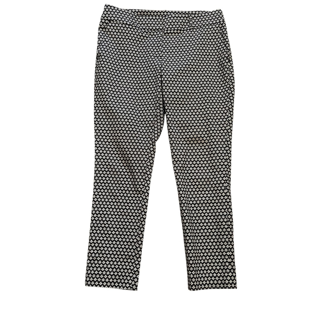 Loft Black/White Mosaic Patterned "Julie" Skinny Ankle Pants 8